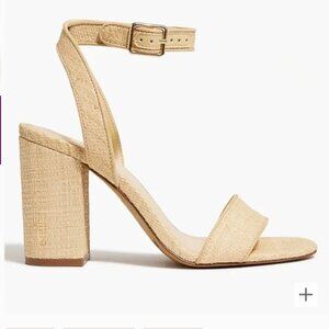 J. Crew Raffia Woven Block-Heel Sandals Natural 8 NWT